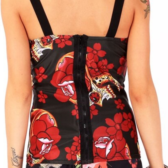 Iron Fist Dia de los Muertes Day of the Dead Sugar Skull Siesta corset top NWTxl - Picture 2 of 7